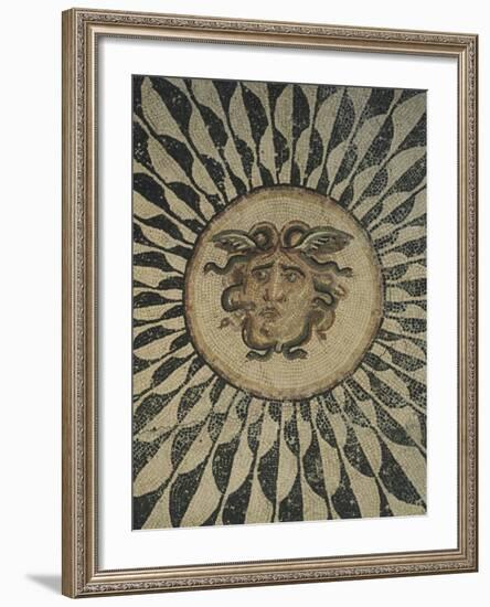 Polychrome Mosaic Floor Depicting Gorgon-null-Framed Giclee Print