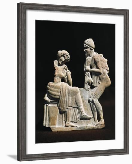 Polychrome Terracotta Relief Depicting Ulysses and Penelope, 450 B.C.-null-Framed Giclee Print