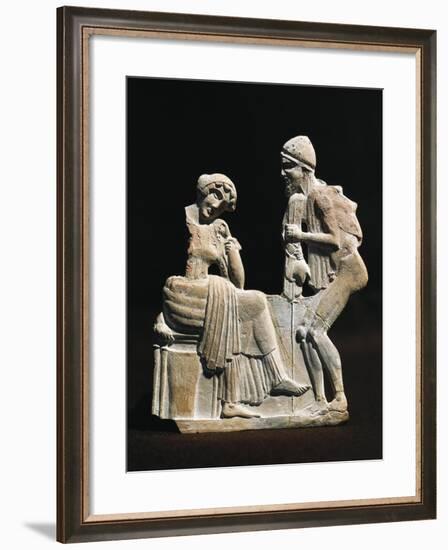 Polychrome Terracotta Relief Depicting Ulysses and Penelope, 450 B.C.-null-Framed Giclee Print