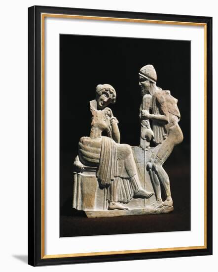 Polychrome Terracotta Relief Depicting Ulysses and Penelope, 450 B.C.-null-Framed Giclee Print