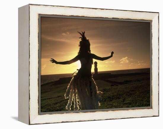 Polynesian Dancer, Ahu Tahai, Easter Island-Angelo Cavalli-Framed Premier Image Canvas