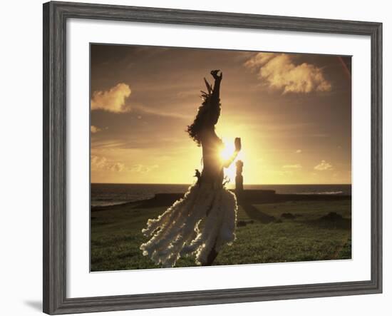 Polynesian Dancer, Ahu Tahai, Easter Island-Angelo Cavalli-Framed Photographic Print