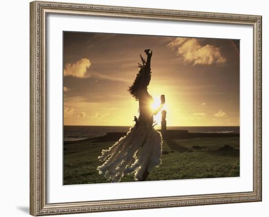 Polynesian Dancer, Ahu Tahai, Easter Island-Angelo Cavalli-Framed Photographic Print