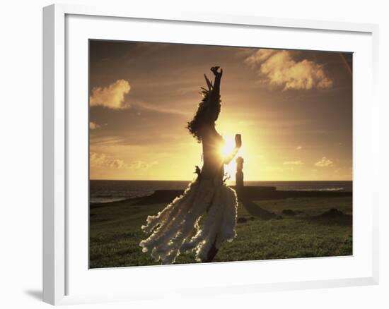 Polynesian Dancer, Ahu Tahai, Easter Island-Angelo Cavalli-Framed Photographic Print