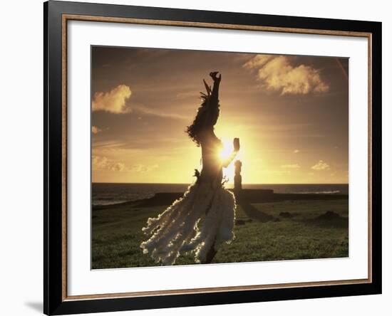 Polynesian Dancer, Ahu Tahai, Easter Island-Angelo Cavalli-Framed Photographic Print