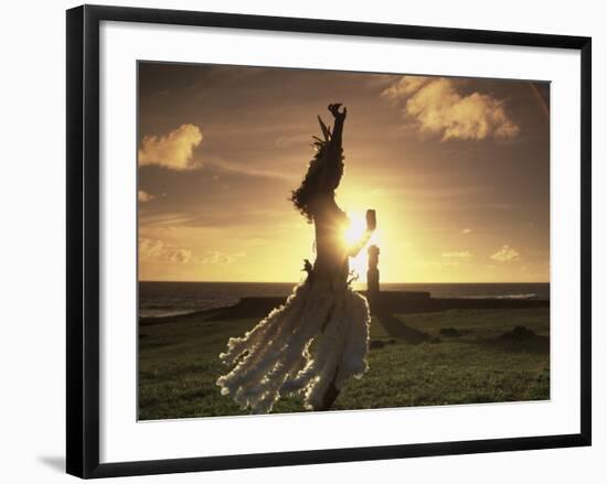 Polynesian Dancer, Ahu Tahai, Easter Island-Angelo Cavalli-Framed Photographic Print