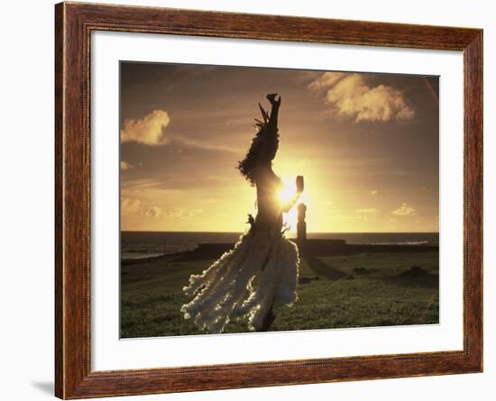 Polynesian Dancer, Ahu Tahai, Easter Island-Angelo Cavalli-Framed Photographic Print