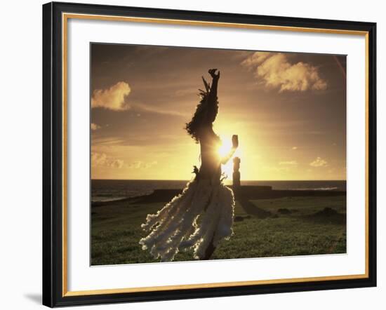 Polynesian Dancer, Ahu Tahai, Easter Island-Angelo Cavalli-Framed Photographic Print