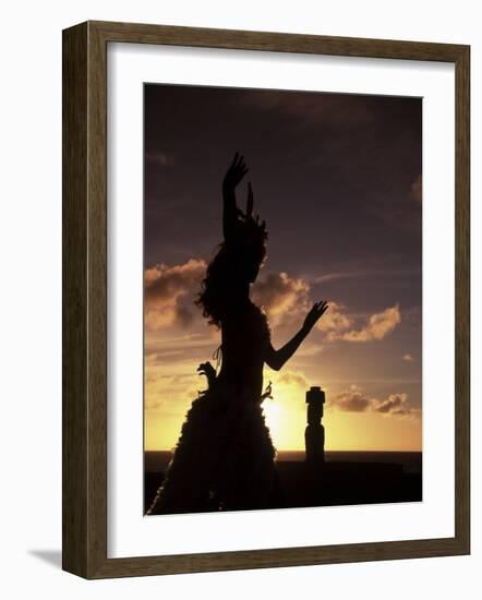 Polynesian Dancer, Ahu Tahai, Easter Island-Angelo Cavalli-Framed Photographic Print