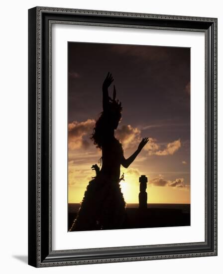 Polynesian Dancer, Ahu Tahai, Easter Island-Angelo Cavalli-Framed Photographic Print