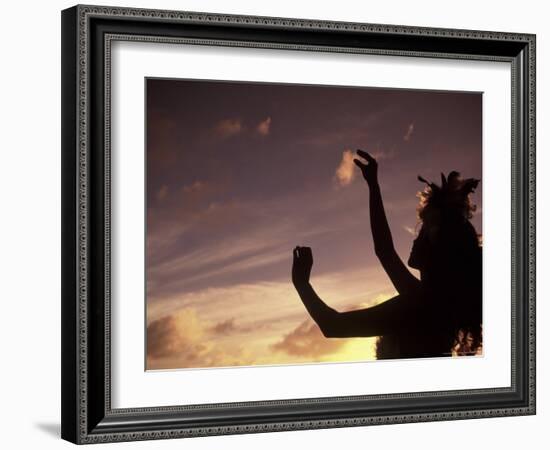 Polynesian Dancer, Ahu Tahai, Easter Island-Angelo Cavalli-Framed Photographic Print