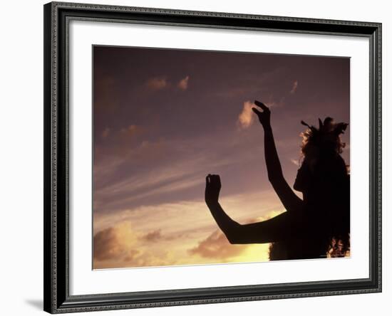 Polynesian Dancer, Ahu Tahai, Easter Island-Angelo Cavalli-Framed Photographic Print