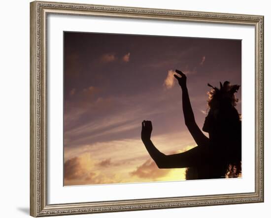 Polynesian Dancer, Ahu Tahai, Easter Island-Angelo Cavalli-Framed Photographic Print