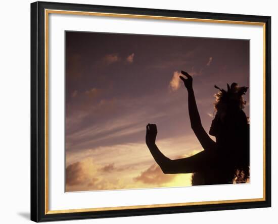 Polynesian Dancer, Ahu Tahai, Easter Island-Angelo Cavalli-Framed Photographic Print