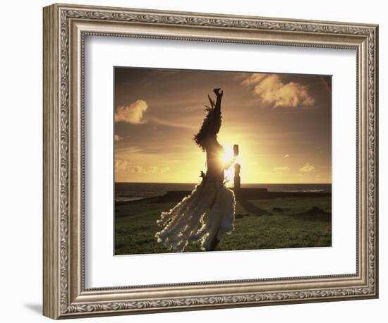 Polynesian Dancer, Ahu Tahai, Easter Island-Angelo Cavalli-Framed Photographic Print