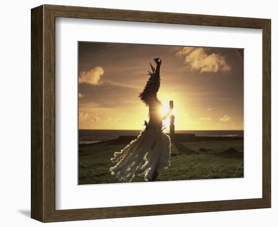 Polynesian Dancer, Ahu Tahai, Easter Island-Angelo Cavalli-Framed Photographic Print