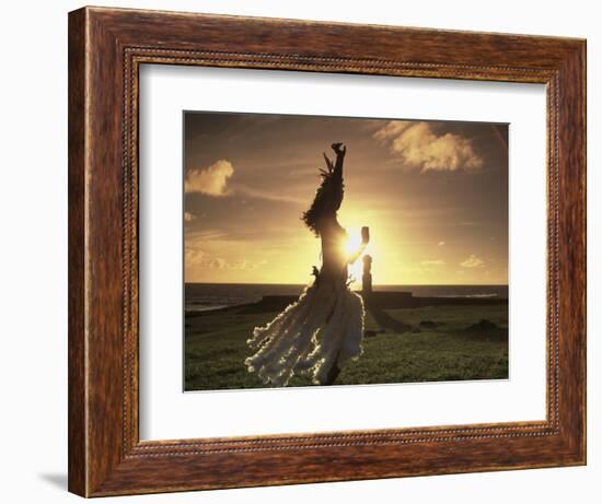 Polynesian Dancer, Ahu Tahai, Easter Island-Angelo Cavalli-Framed Photographic Print