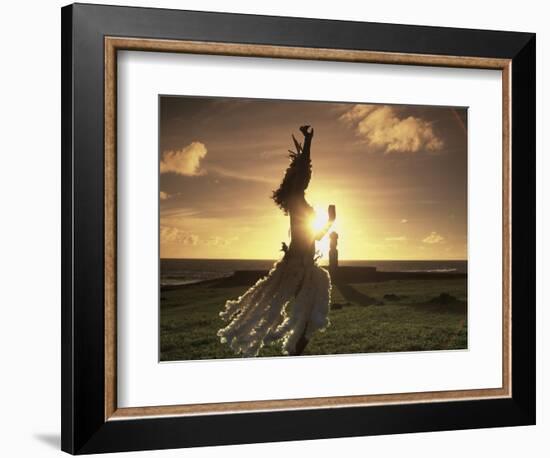 Polynesian Dancer, Ahu Tahai, Easter Island-Angelo Cavalli-Framed Photographic Print