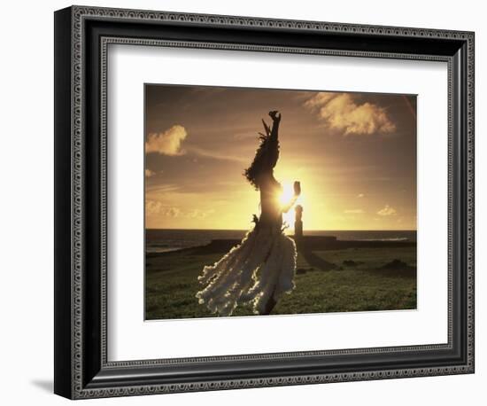 Polynesian Dancer, Ahu Tahai, Easter Island-Angelo Cavalli-Framed Photographic Print