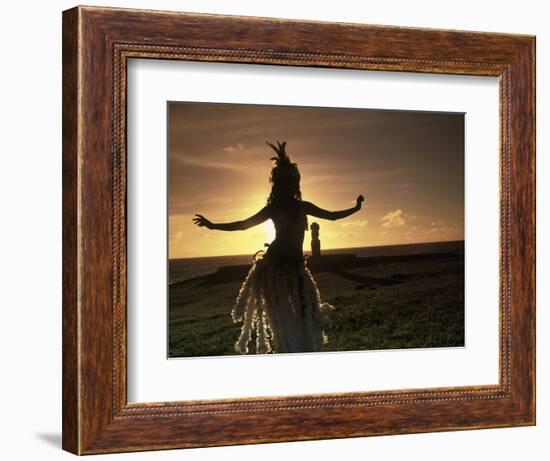 Polynesian Dancer, Ahu Tahai, Easter Island-Angelo Cavalli-Framed Photographic Print