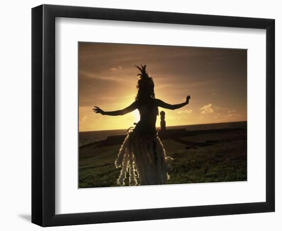 Polynesian Dancer, Ahu Tahai, Easter Island-Angelo Cavalli-Framed Photographic Print