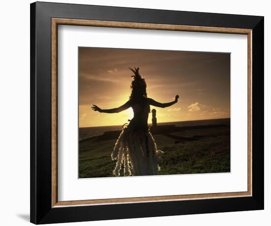 Polynesian Dancer, Ahu Tahai, Easter Island-Angelo Cavalli-Framed Photographic Print