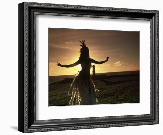 Polynesian Dancer, Ahu Tahai, Easter Island-Angelo Cavalli-Framed Photographic Print