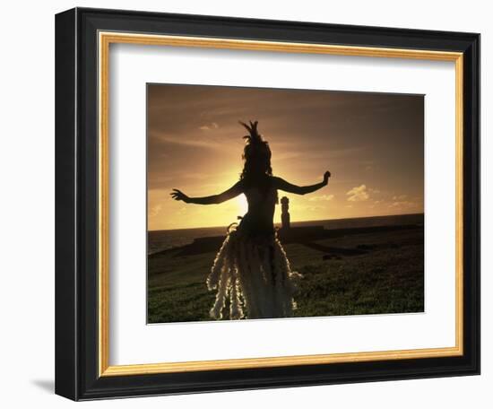 Polynesian Dancer, Ahu Tahai, Easter Island-Angelo Cavalli-Framed Photographic Print