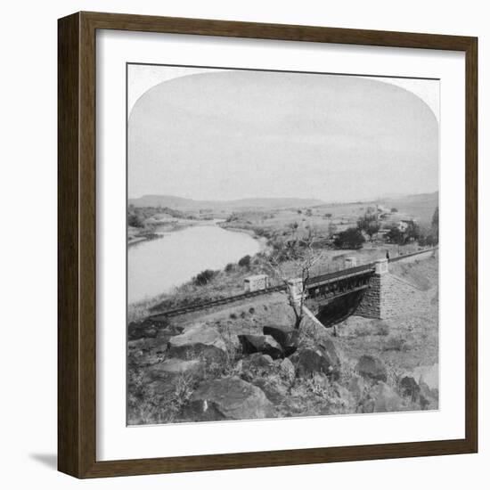 Pom-Pom Bridge and Boer Headquarters Telegraph Station, Tugela River, Natal, South Africa, 1901-Underwood & Underwood-Framed Giclee Print