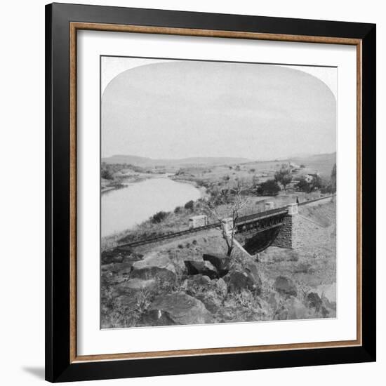 Pom-Pom Bridge and Boer Headquarters Telegraph Station, Tugela River, Natal, South Africa, 1901-Underwood & Underwood-Framed Giclee Print