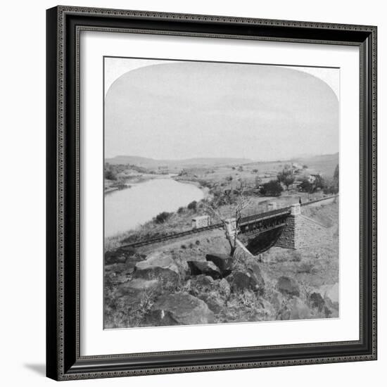 Pom-Pom Bridge and Boer Headquarters Telegraph Station, Tugela River, Natal, South Africa, 1901-Underwood & Underwood-Framed Giclee Print