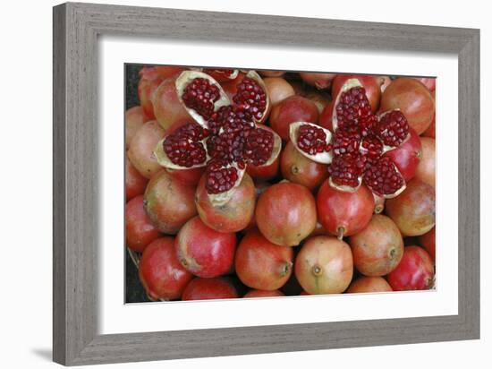 Pomegranate: Opened to Show Seeds Within Sweet Jelly-null-Framed Photographic Print