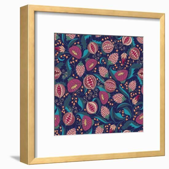 Pomegranate Pattern-Jallom-Framed Art Print