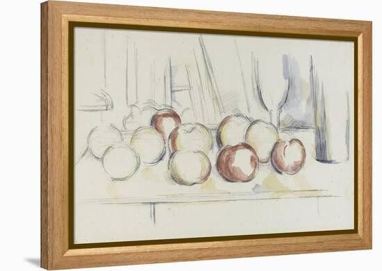 Pommes, verre et bouteille-Paul Cézanne-Framed Premier Image Canvas