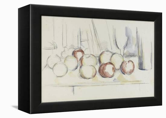 Pommes, verre et bouteille-Paul Cézanne-Framed Premier Image Canvas