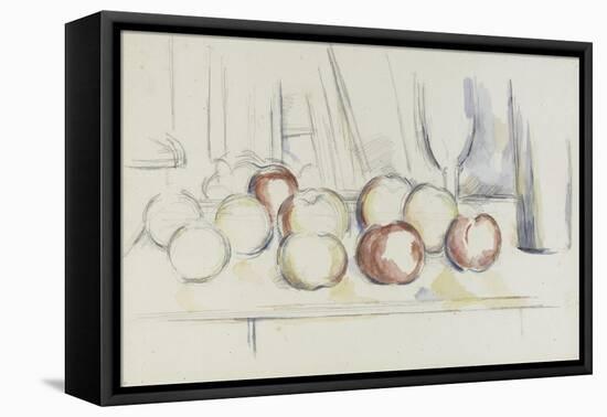 Pommes, verre et bouteille-Paul Cézanne-Framed Premier Image Canvas