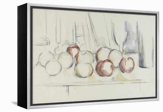 Pommes, verre et bouteille-Paul Cézanne-Framed Premier Image Canvas