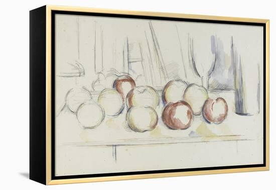 Pommes, verre et bouteille-Paul Cézanne-Framed Premier Image Canvas