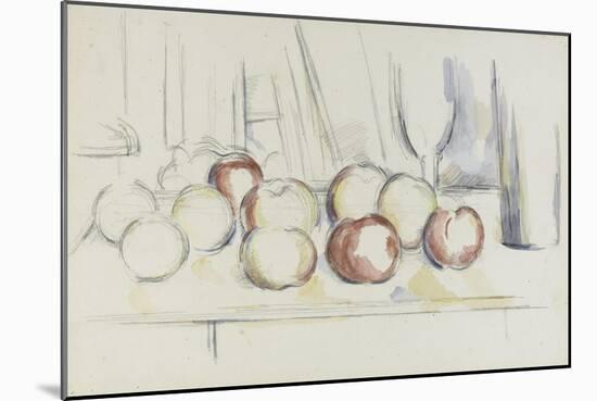 Pommes, verre et bouteille-Paul Cézanne-Mounted Giclee Print