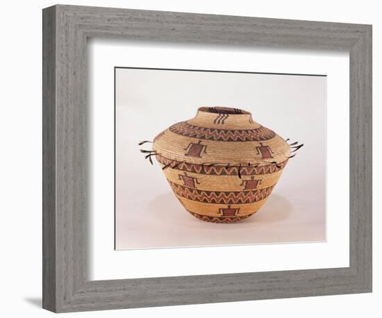 Pomo Feather Trimmed Storage Basket, from California (Woven Fibre)-American-Framed Giclee Print