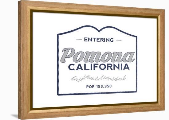 Pomona, California - Now Entering (Blue)-Lantern Press-Framed Stretched Canvas