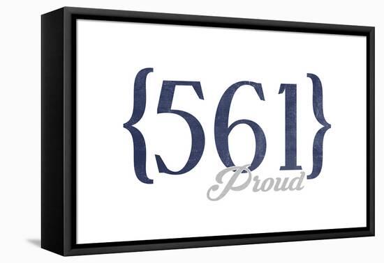 Pompano Beach, Florida - 561 Area Code (Blue)-Lantern Press-Framed Stretched Canvas