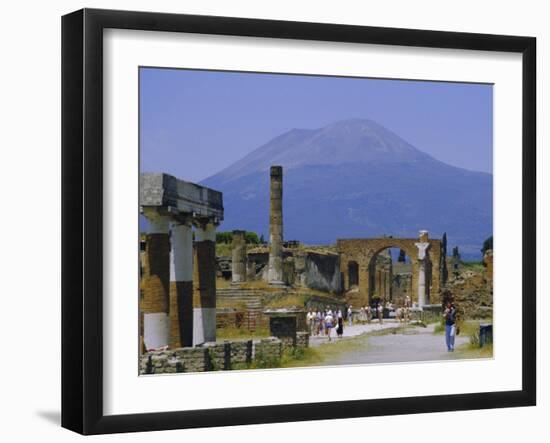 Pompeii, Mt. Vesuvius Behind, Campania, Italy, Europe-Anthony Waltham-Framed Photographic Print