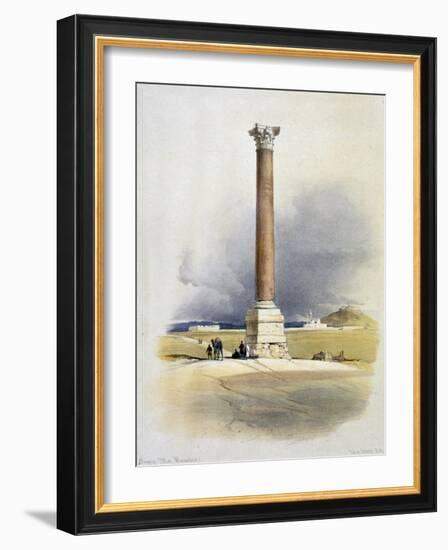 Pompey's Pillar, Alexandria, Egypt, 19th century-David Roberts-Framed Giclee Print