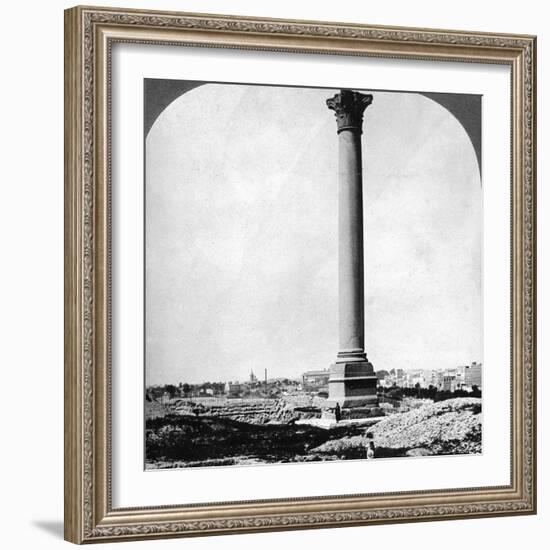 Pompey's Pillar, the Sailor's Landmark, and Modern Alexandria, Egypt, 1905-Underwood & Underwood-Framed Photographic Print