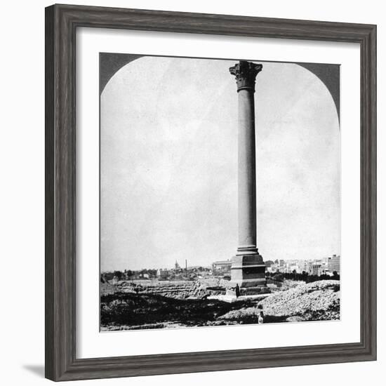 Pompey's Pillar, the Sailor's Landmark, and Modern Alexandria, Egypt, 1905-Underwood & Underwood-Framed Photographic Print