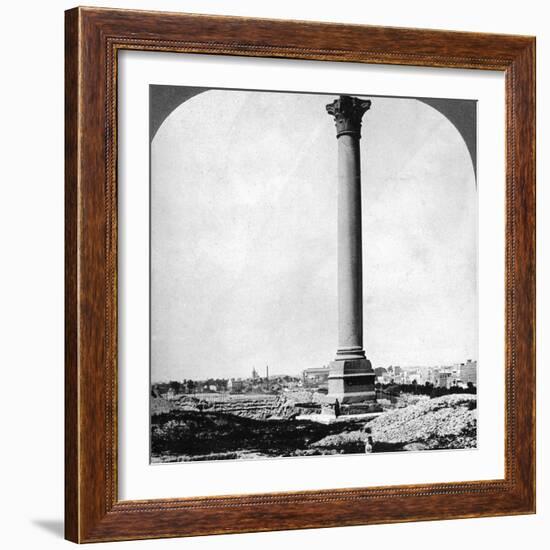 Pompey's Pillar, the Sailor's Landmark, and Modern Alexandria, Egypt, 1905-Underwood & Underwood-Framed Photographic Print