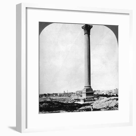 Pompey's Pillar, the Sailor's Landmark, and Modern Alexandria, Egypt, 1905-Underwood & Underwood-Framed Photographic Print