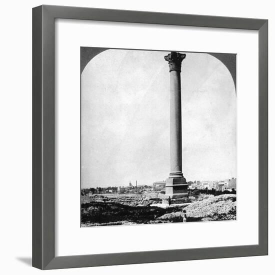 Pompey's Pillar, the Sailor's Landmark, and Modern Alexandria, Egypt, 1905-Underwood & Underwood-Framed Photographic Print