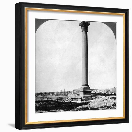 Pompey's Pillar, the Sailor's Landmark, and Modern Alexandria, Egypt, 1905-Underwood & Underwood-Framed Photographic Print